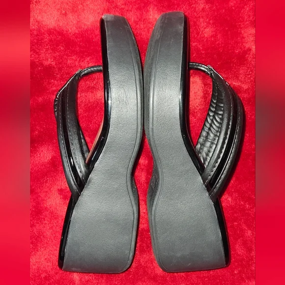 Beira Rio Black Platform Wedge Thong Women's Sandals Made In Brazil - Size 7 - Picture 4 of 7